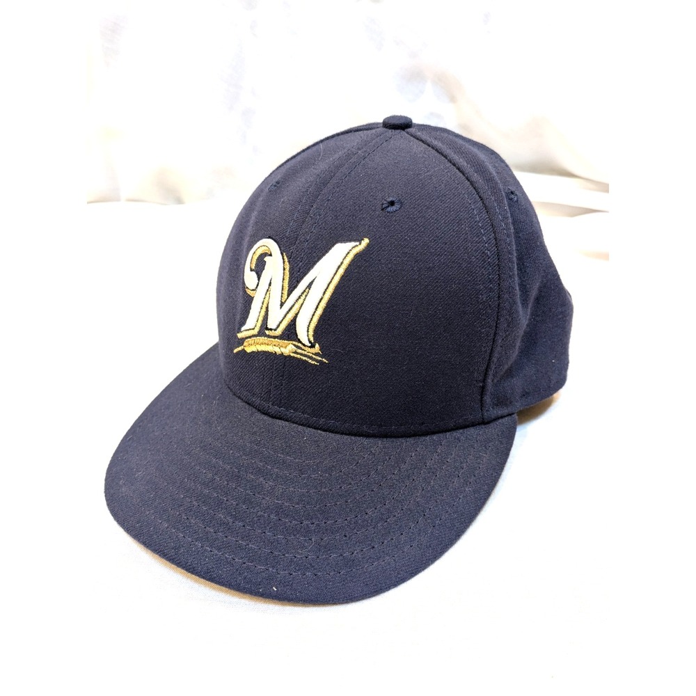 New Era Fitted MLB 59FIFTY On-Field Hat Milwaukee Brewers Sz: 7 5/8 Baseball Cap